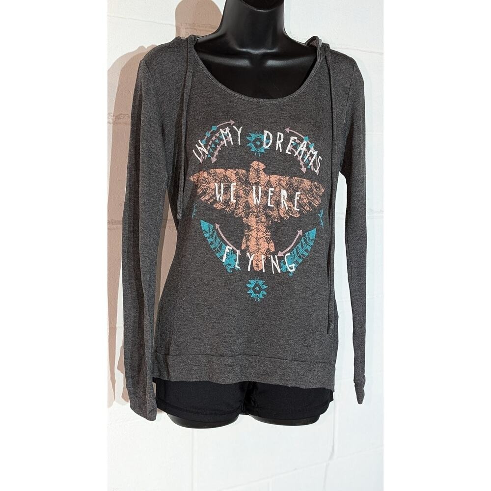 Maurices Gray Tribal Graphic Hoodie Long Sleeve Top Blouse In My Dreams Small